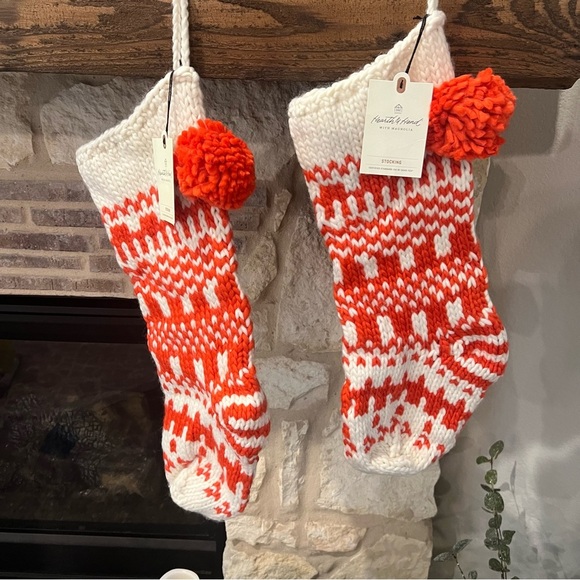 NWT Magnolia (Chip and Joanne Gaines) Hearth and Hand Set of 2 Holiday Stockings - Picture 1 of 6